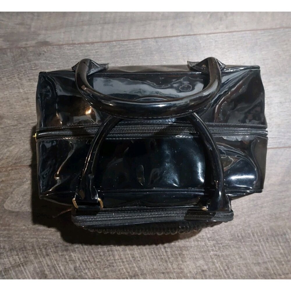 Patent Leather Vinyl Shiny Black Purse Handbag Bag Doctor Style - Picture 4 of 9